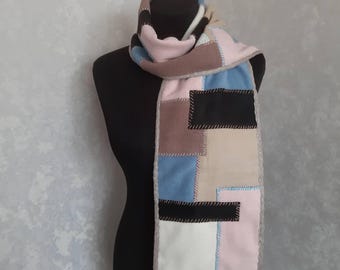 Handmade casual boho patchwork scarf, Falls multicolour embroidered scarf, More models