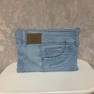 Bolso de mano de mezclilla azul, bolso de mano casual de jeans reciclados, bolso de mano de noche de patchwork de mezclilla