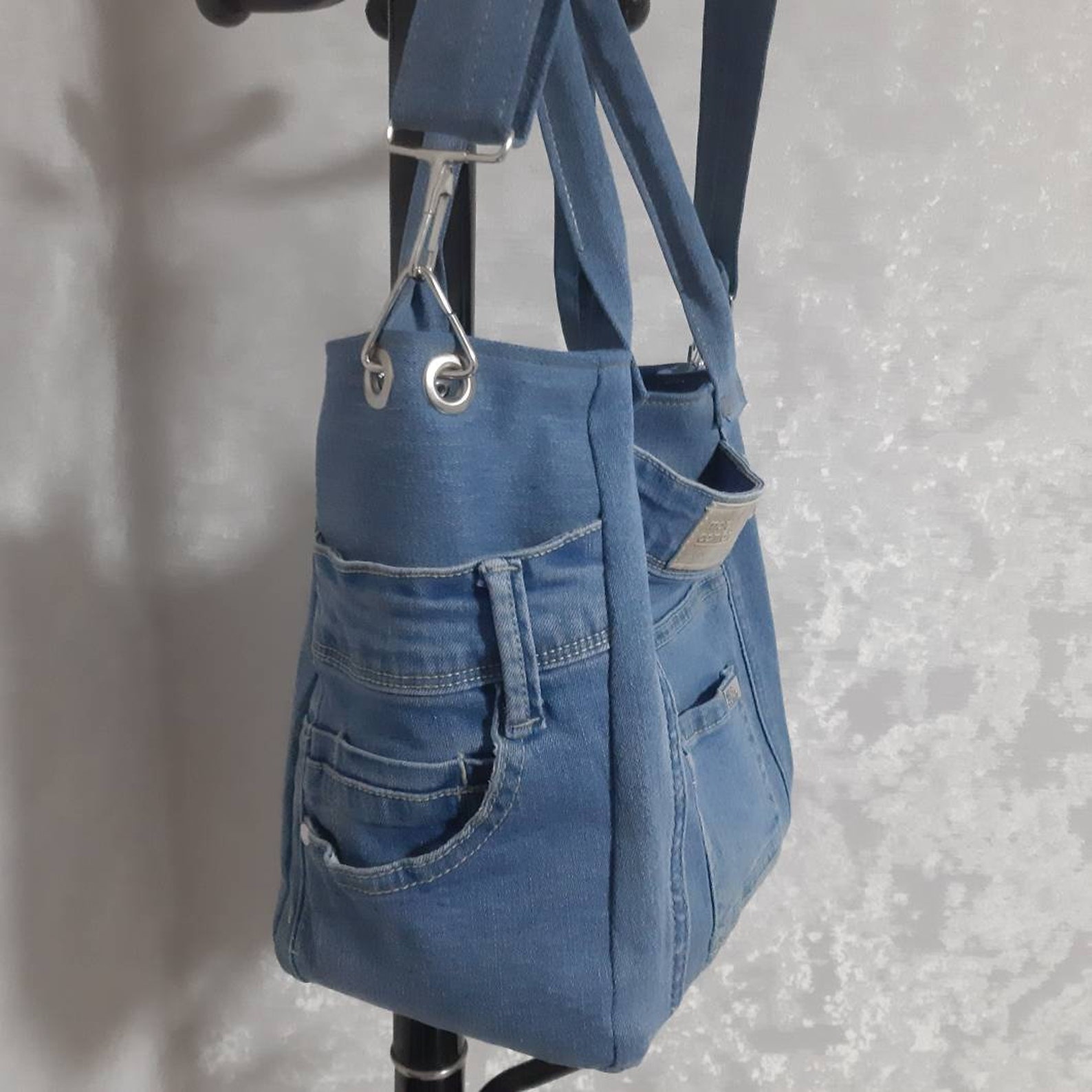 Casual denim bag medium size Jean top handles bag Crossbody | Etsy