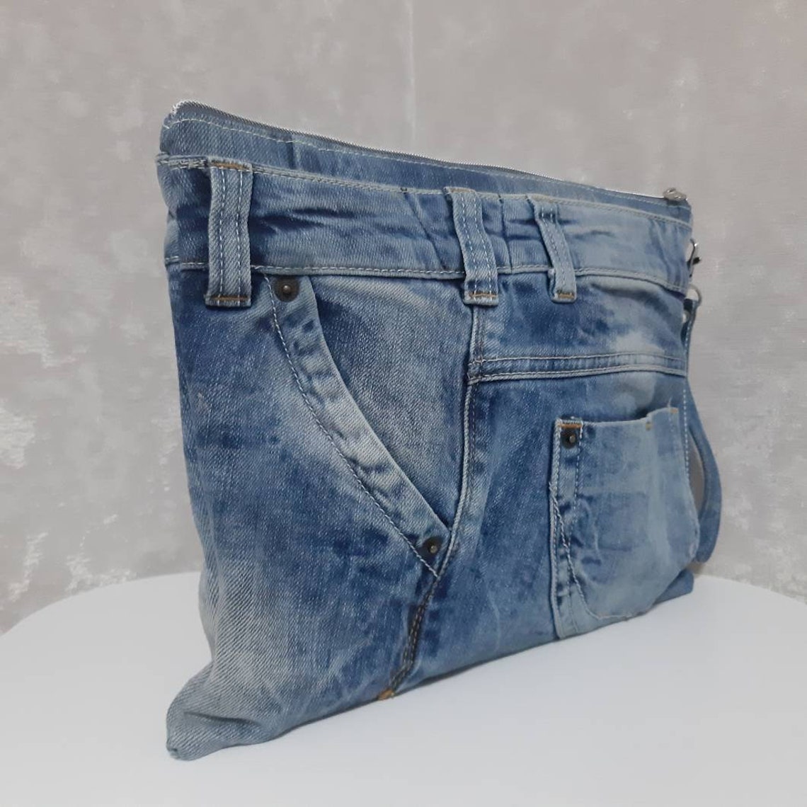 Large denim clutch bag Jean evening purse Casual wristlet Etsy