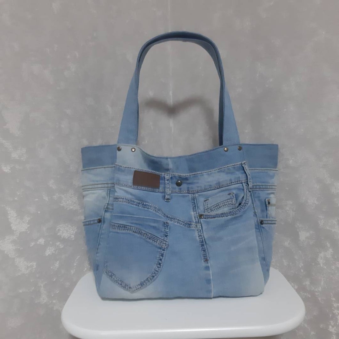 Large Hobo Denim Bag Casual Purse of Shabby Jeans Denim - Etsy