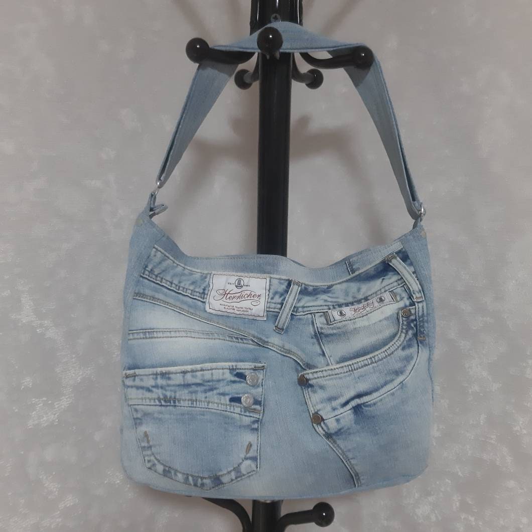 YANPLS Denim Hobo Shoulder Bag – Light Blue, Crossbody Purse, Multiple Pockets, RFID Safe, Casual
