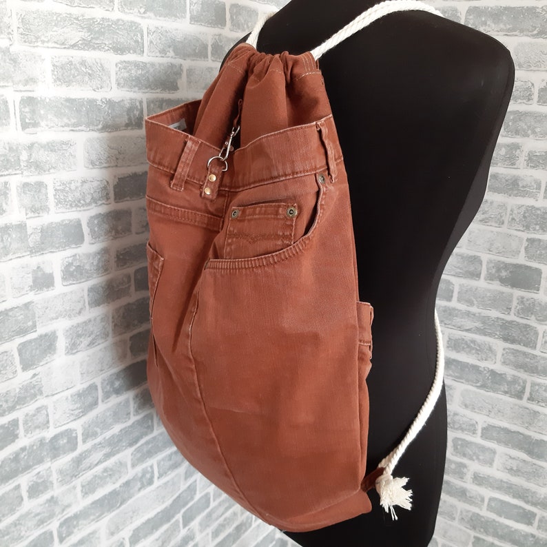 Drawstring Denim Backpack for College Jean Urban Backpack Etsy