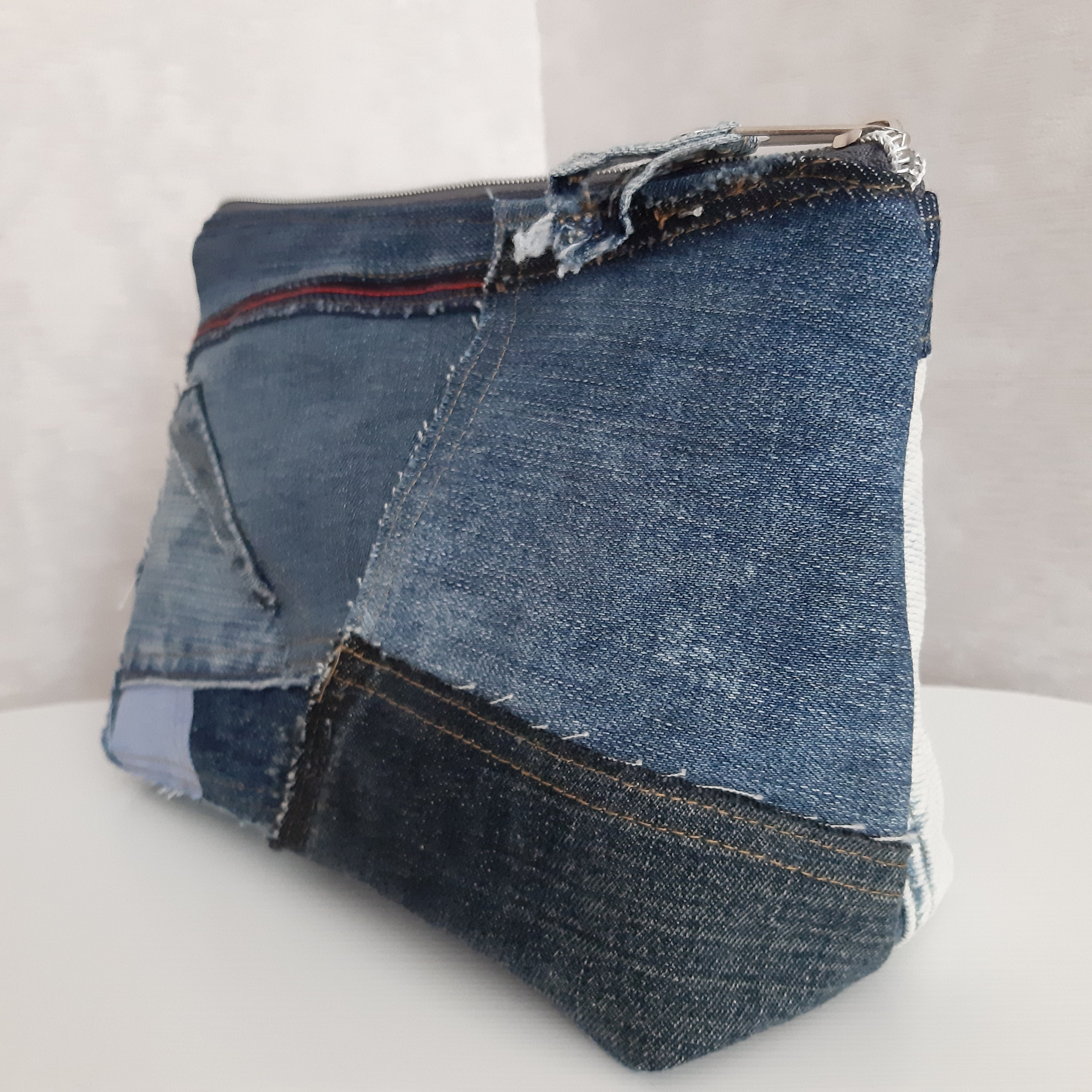 Boro denim cosmetic bag Travel organizer of jeans Casual | Etsy