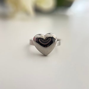 Heart Ring - Stackable & Dainty Silver Color Stacking Ring - Anillo Plateado de Corazón - Stainless Steel Heart Ring&quot;