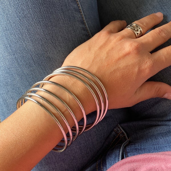 Zilveren armbanden voor dames van roestvrij staal - Blijf op de hoogte met je sieraden Minimalistische armbanden, set van 7 stuks, Pulseras Semanario