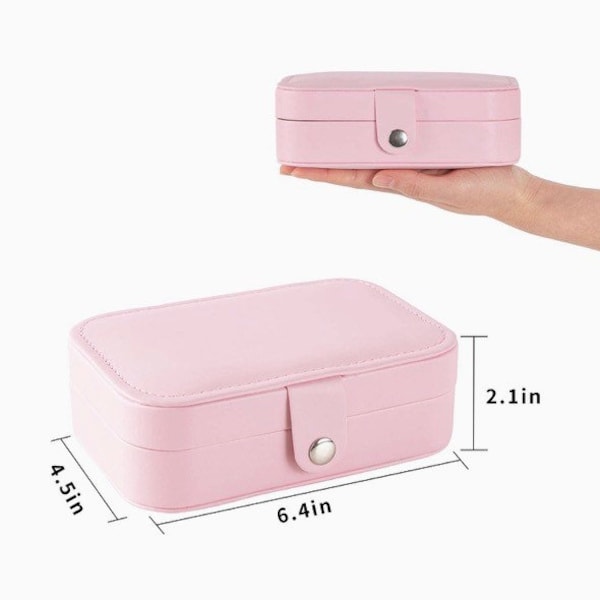 Double Layer Small Jewelry Box - Travel Organizer with Mirror - Ring Storage - Portable PU Leather Display Holder for Women