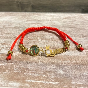 Red String Virgin Guadalupe Bracelet, Our Lady of Guadalupe, Gold Medal Adjustable Bracelet, Catholic Jewelry, Virgin Mary, Charm Virgin