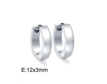 Small Silver Huggie Hoop Earrings, Minimalist Stainless Steel Dainty Hoops (12x3mm)