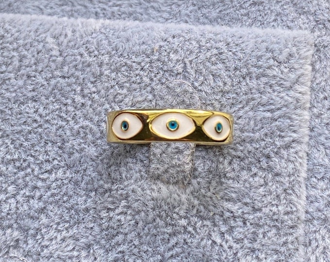 Evil Eye Blue Ring • Anillo Ojo Turco Azul • Evil Eye Ring • Protection Ring • Eye Ring • Evil Eye • Statement Ring For Women, Girls