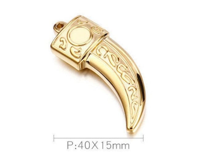 Gold Stainless Steel Horn Charm, Elegant and Timeless Jewelry Accent for a Touch of Glamour, 5 Pcs Gifts for Christmas