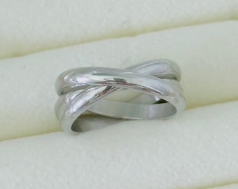 Ring Triple Intertwined Multi Band Interlocking Rings - Stackable Ring Set Silver Intertwining Multi Band Stainless Steel Rings Jewelry