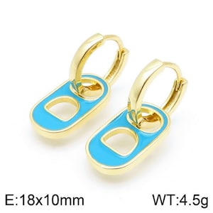 Funky Micro Pave Soda Pop Pull Charms - Hoop Earrings with Can Tab Pendant - Neon Trendy Mini Hoops"