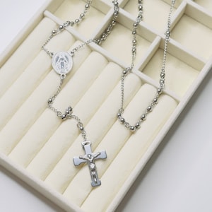Rosary Cross, Combat Rosary in silver - Catholic Rosary, Rosary for men and women, Jesus Christ Cross, Rosario Unisex Stainless Steel