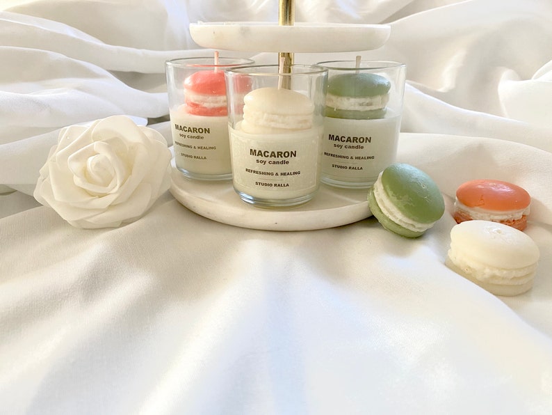 3oz RED Macaron Soy Candle Mini Candle Sweet Candle Mini Etsy