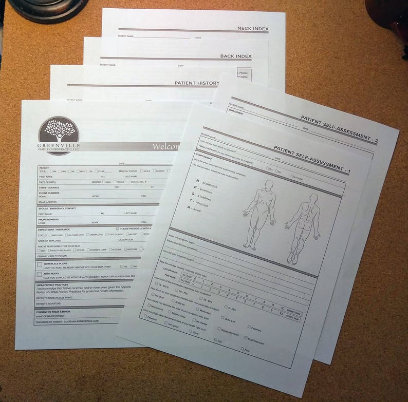 Chiropractor practice office forms//Chiropractic new patient | Etsy