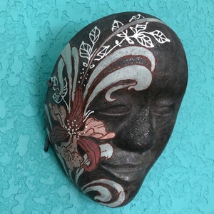 Handbemalte Keramik Maske, DOJI Maske, Japanische Keramik Maske, Wanddeko