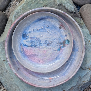 Handmade Ceramic Platter 11.4&quot;and 8.9&quot;, Handmade Serving Platter