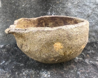 Katakuchi Bowl - Japanese tea ceremony bowl with pieces of Mount Fuji's lava
