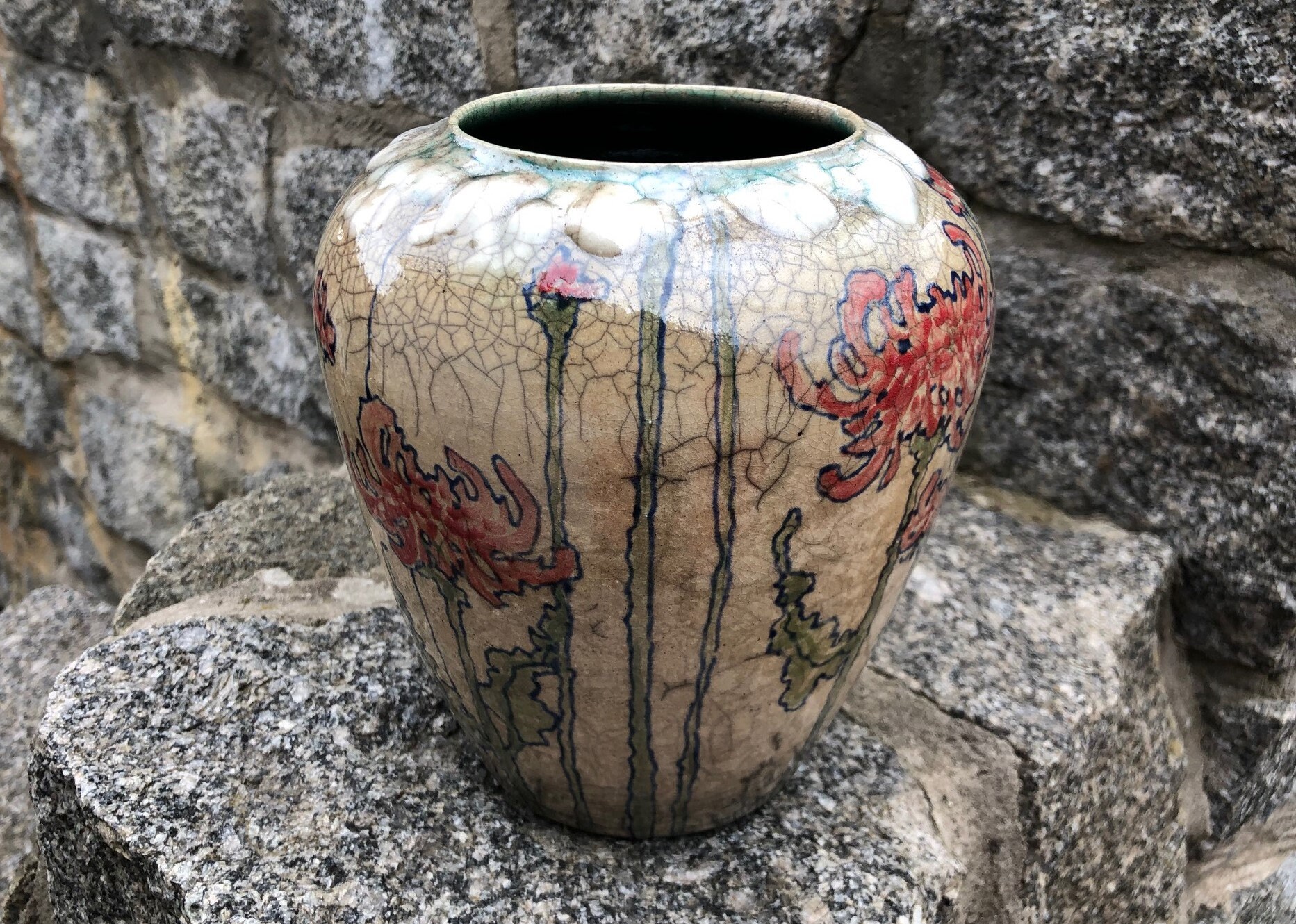 Raku Keramik Vase handbemalte Vase Blumenvase Etsy