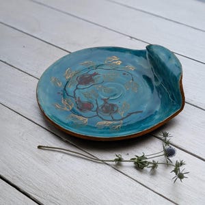 Ceramic hand-painted plate, Handmade Ceramic plate, Decorative plate, Fruit plate, Raised edge plate