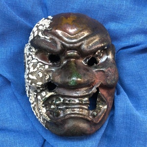 Raku ceramic mask, SHIKAMI mask, Japanese ceramic mask, Noh mask