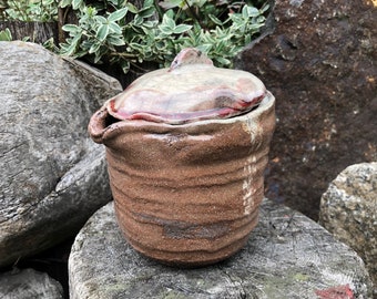 RAKU Mizusashi container, water container for tea ceremony, lidded jar