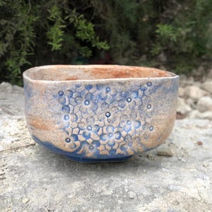 Traditional Japanese tea ceremony bowl, square matcha chawan, matcha bowl