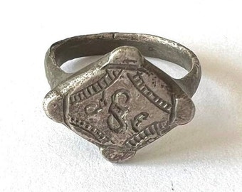 Oude Viking zilveren ring met runensymbolen/oude ring/Viking sieraden/17,5 mm (US 7 1/4)