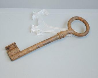 Large Ancient Medieval iron key. Vintage key. Meieval key. Middle age artifact.