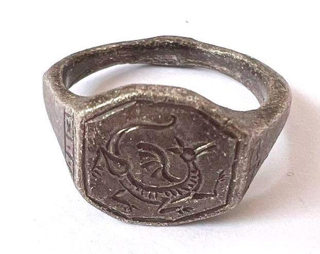 Ancient Medieval Silver Ring With Zoomorphic Bird / 12-13 Century AD ...