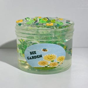 Bees Garden clear slime unscented great gift idea for kids and all ages holiday gift basket idea sensory play product handmade quality craft