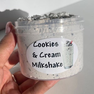 Cookies and Cream milkshake snowfizz slime crunchy slime cookie pieces glitter scented