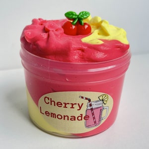 Cherry Lemonade Cloud Creme Slime kawaii cherry charm scented homemade gift idea stress relief sensory toy