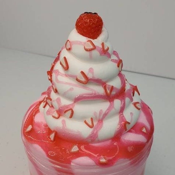 Strawberry Sundae DIY slime scented cloud creme slime clay diy slime stretchy strawberry fimos fun toy kawaii sprinkles stress relief