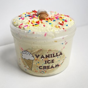 Vanilla Ice Cream Slime snowfizz crunchy scented slime kawaii ice cream cone charm rainbow sprinkles crunchy sizzly