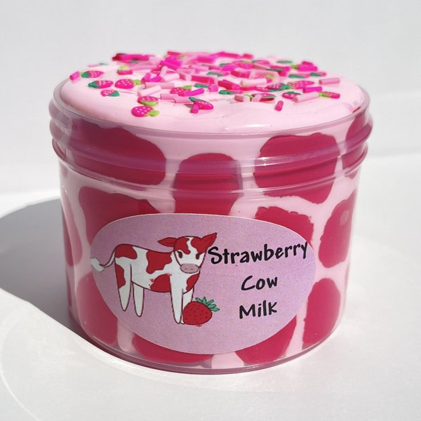 Strawberry Cow Milk DIY slime stress relief toy great gift idea