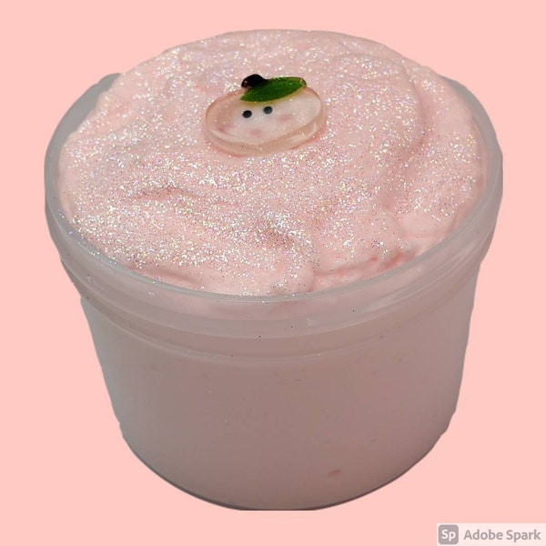 Momo Fuzz cloud creme slime scented peach kawaii charm glitter  stress relief cheap slime great quality