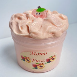 Momo Fuzz cloud creme slime scented peach kawaii charm glitter great quality for all ages and any occasion