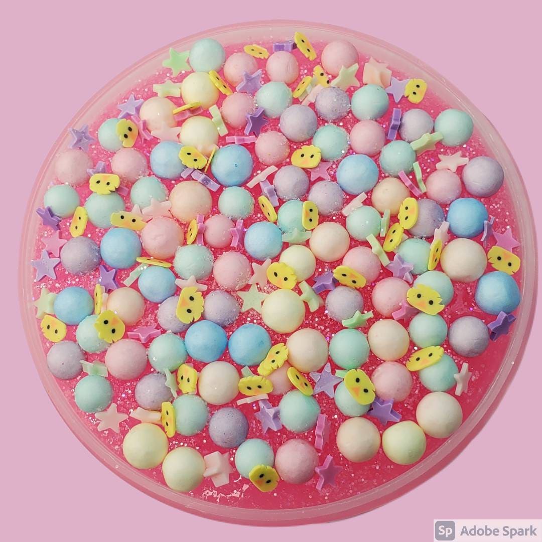 Kawaii Chick Jelly Slime Scented Jelly Bean Scent Easter Slime Easter Gift  Fluffy Slime Pink Pastel Slime Stress Relief Quality Slime 