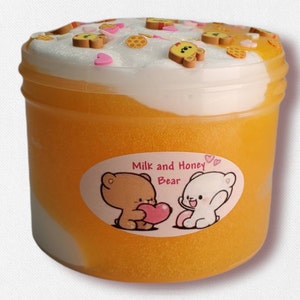 Milk and Honey Bear slime cloud creme and jelly scented stress relief asmr toy gift idea