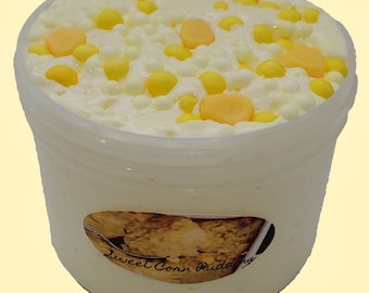 Sweet Corn Pudding slime white glue slushee crunchy asmr stress relief homemade sensory toy