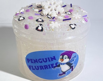 Penguin Flurries bingsu clear slime crunchy stress relief gift homemade product