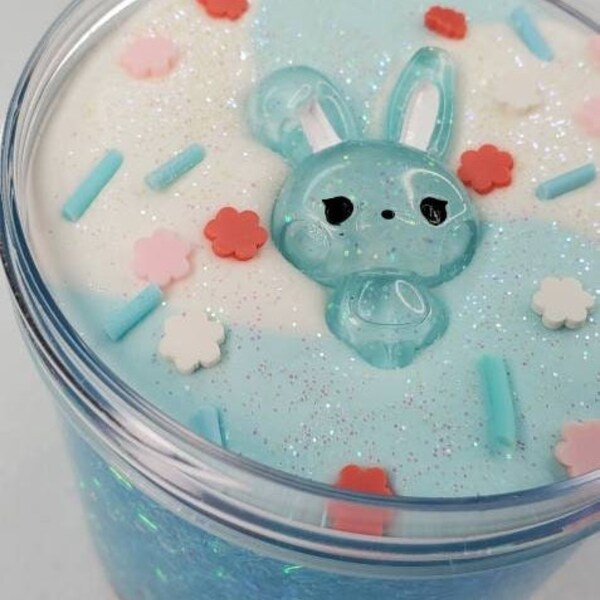 Usagi Dreaming bingsu bead slime clay top kawaii bunny charm flower sprinkle mix glitters stress relief asmr