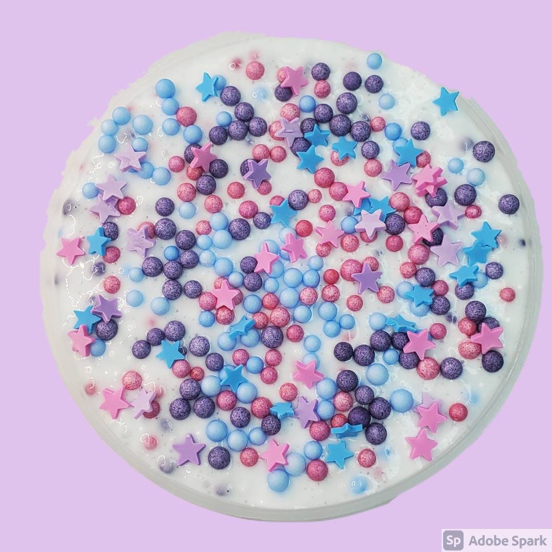 Purple Sweetarts Floam Slime Clear Based Slime W/ Foam Beads