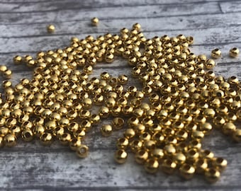 3mm Gold Plated Ball Spacer Beads, Jewelry Making