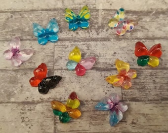 20 Colorful Butterfly Resin Flatbacks, 10mm Cabochons