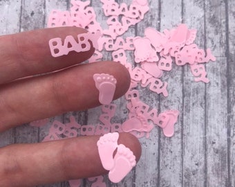 Baby Shower Table Confetti, 40 Pcs, New Baby Feet Decor, Baby Girl Christening Decorations, Colourful Baby Girl Embellishments