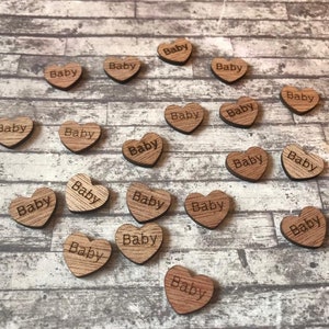 Baby Shower Table Decorations, 20/50/100 Pcs, Christening Wooden Heart Confetti, New Baby Embellishments, Gender Reveal Party, Scrapbooking