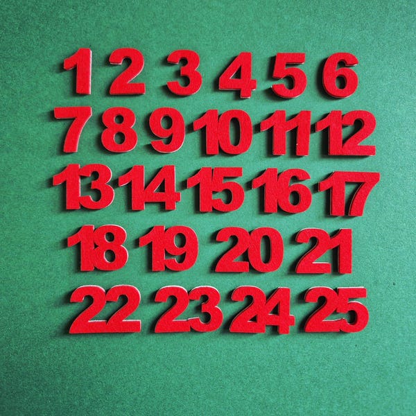 Red Felt Advent Calendar Numbers, Self Adhesive DIY Christmas Countdown (1-25)